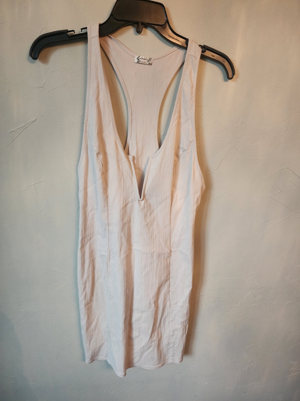 Free People Ribbed V-Neck Tank Dress in Soft Beige Size Large